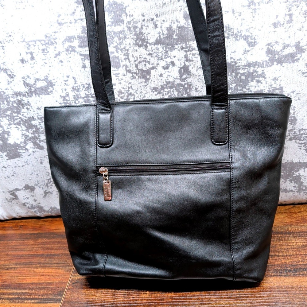 Wilsons Leather Pelle Studio Black Leather Tote Shoulder Bag 14x12x8